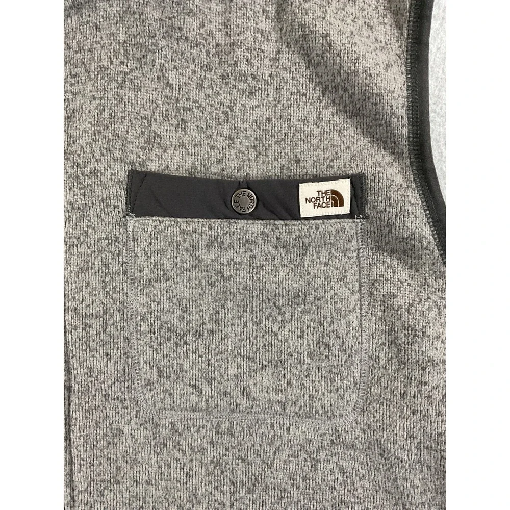 The North Face Mens Gordon Lyons Fleece Vest Heather Grey Full Zip XL 1342